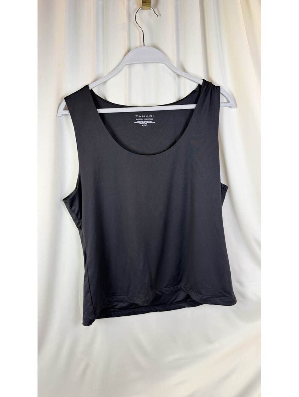 Tahari Tank Top Womens Black Scoop Neck Sleeveless Stretchy XL Capsule Piece